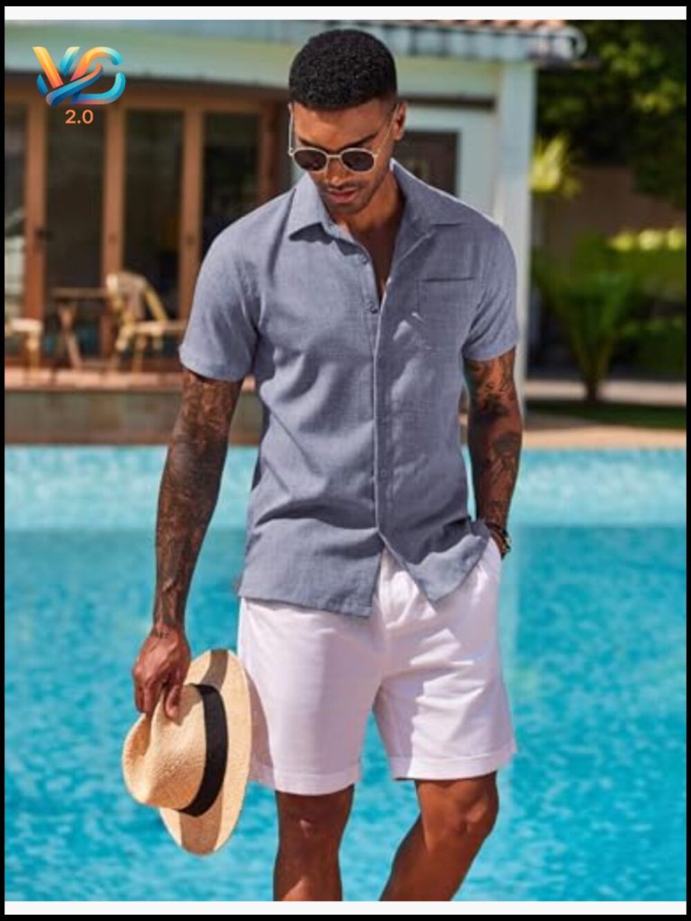 Men's Short Sleeve Button Down Linen Shirt Casual Summer Beach Vacation Shirt - Picture 3 of 7